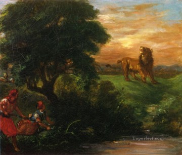 ウジェーヌ・ドラクロワ Painting - ライオン狩り 1859 ウジェーヌ・ドラクロワ